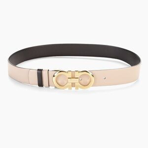 Ferragamo Reversible Gold Buckle Bisque and Black Women's Belt Size 100 | Poshmark