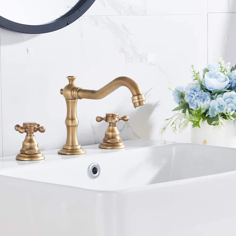 5.5 x 3.9 x 7.28_Bathroom Faucet 2 Handles 3 Holes Widespread Bathroom Sink Facuet Farmhouse Wash... | Wayfair North America