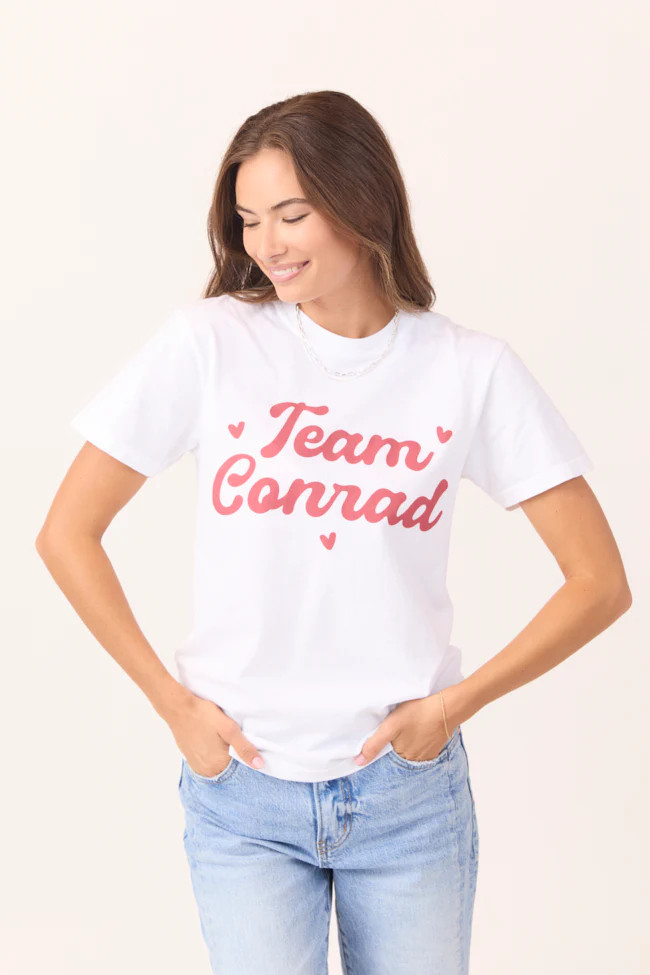 Team Conrad White Graphic Tee | Pink Lily
