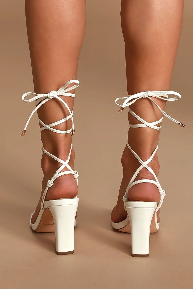 Xylia White Lace-Up Heels | Lulus