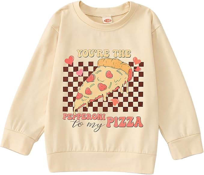 MODNTOGA Toddler Girl Boy Valentines T-Shirt Love and Pizza Graphic Tee Funny Letter Pullover Top... | Amazon (US)
