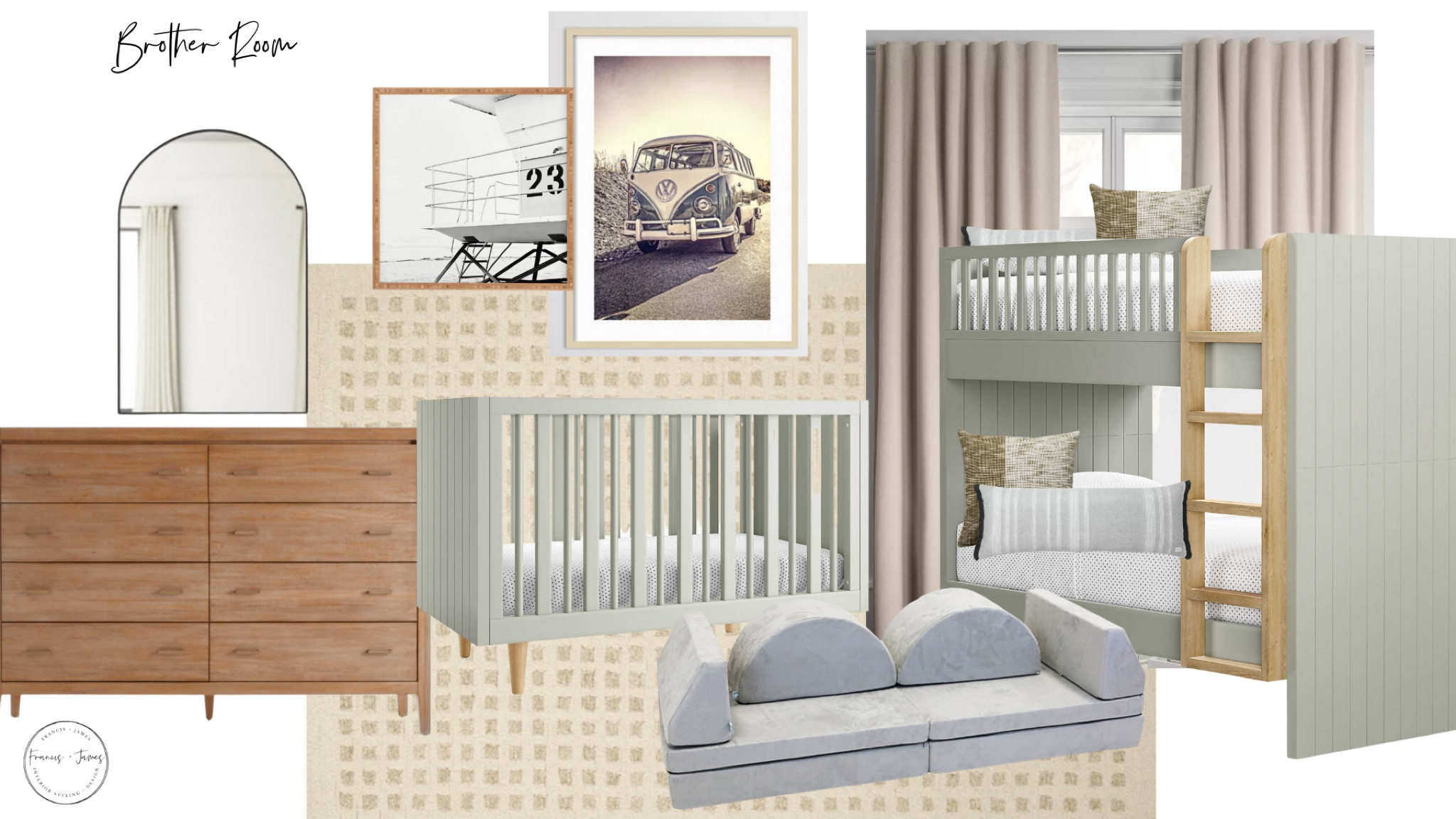 Brother Room, surf, surfer, vacation room, vacation rental home, sage bunk bed, modern bunk bed, vacation room, boy room, toddler boy room, surfer room, neutral baby room, but real toddler room, California room, surfer room, beach bedroom 

#LTKkids #LTKfamily #LTKbump