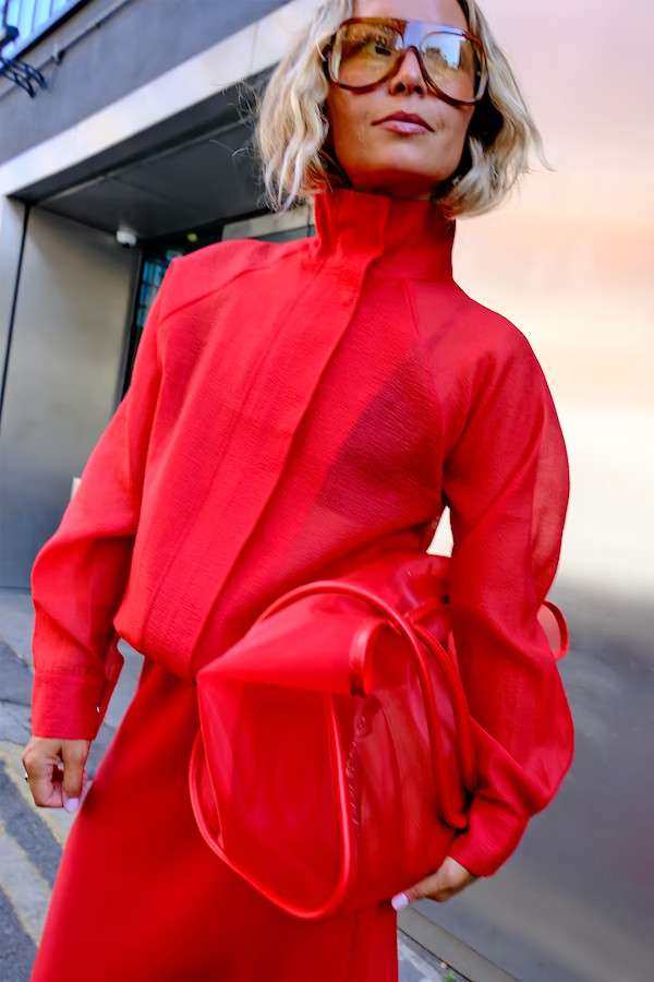 Red Organza Funnel Jacket | Never Fully Dressed US