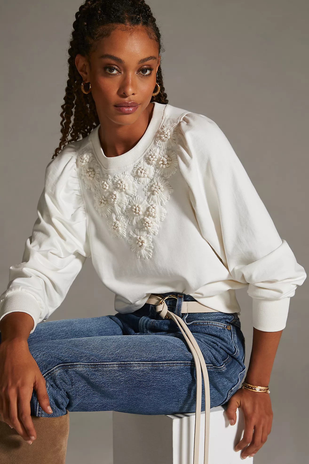 By Anthropologie Embroidered Sweatshirt | Anthropologie (US)