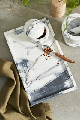 Smoky White Marble Serving Tray | Anthropologie (US)