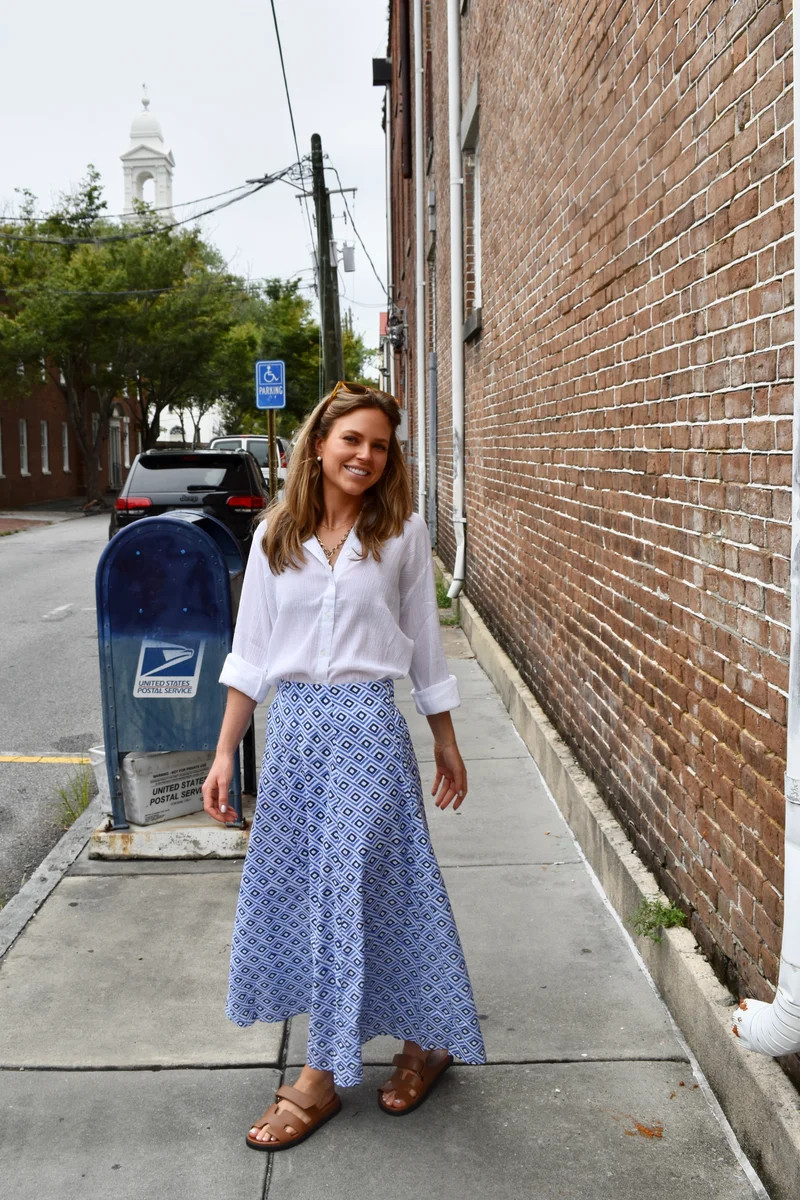 Hanley Midi Skirt Blue Diamond | Madison Mathews