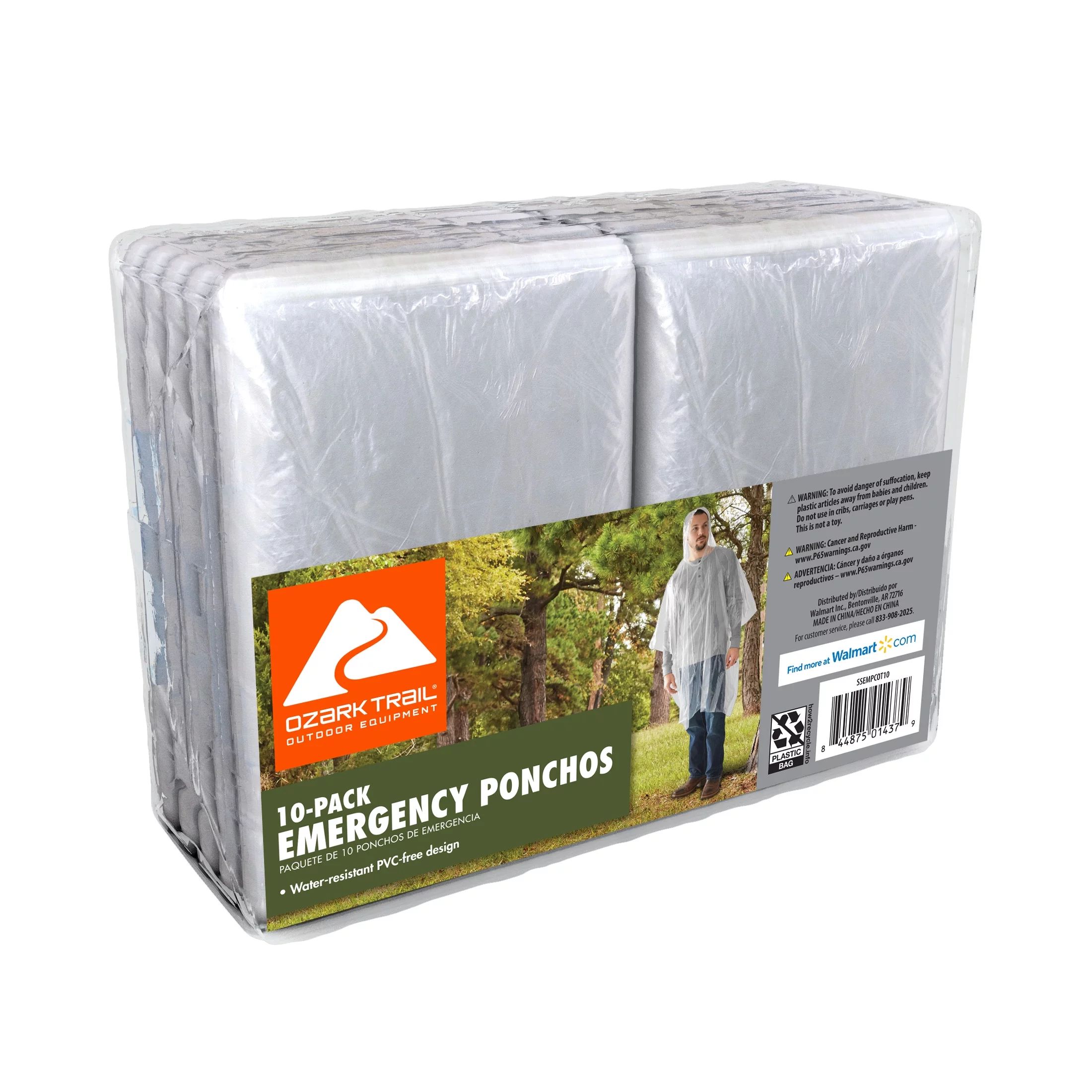 Ozark Trail Clear One Size Fits Most Emergency Poncho 10 Count | Walmart (US)