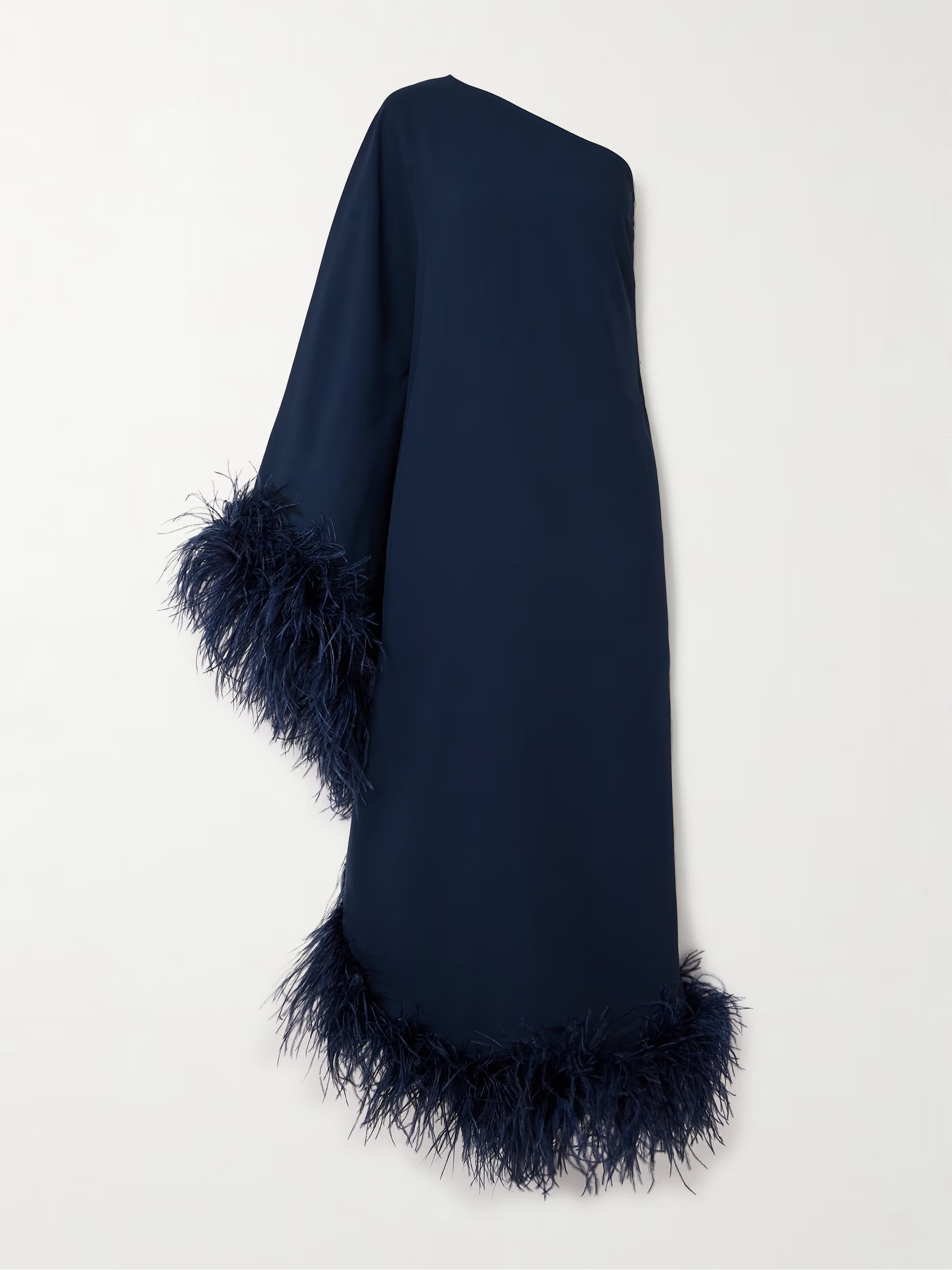 Ubud one-shoulder feather-trimmed crepe maxi dress | NET-A-PORTER (US)