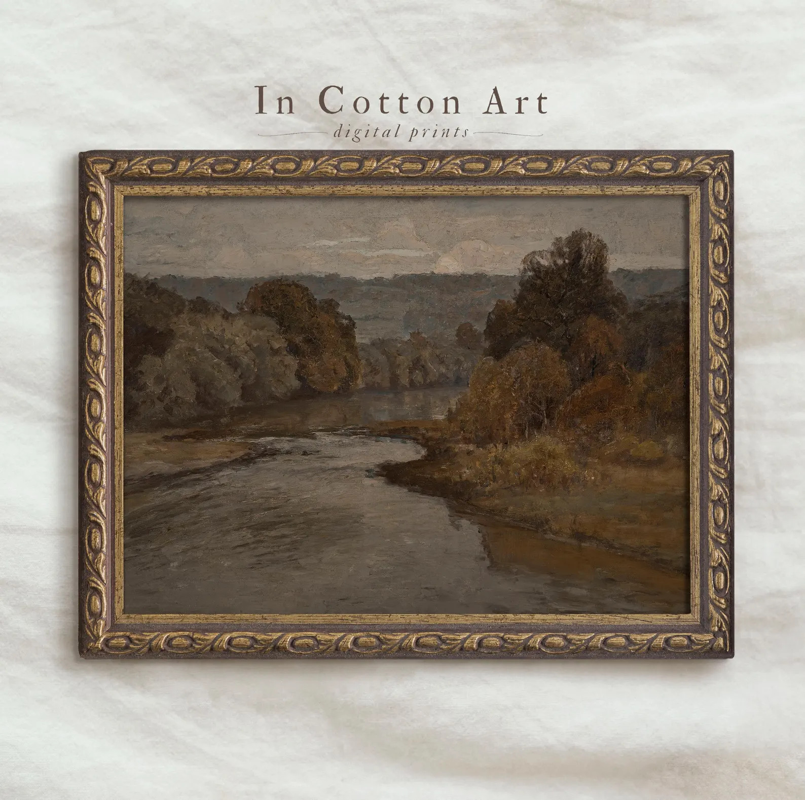 Moody Autumn Landscape Painting / Fall Rustic Farmhouse Decor / Warm Neutral Art PRINTABLE | P137... | Etsy (US)