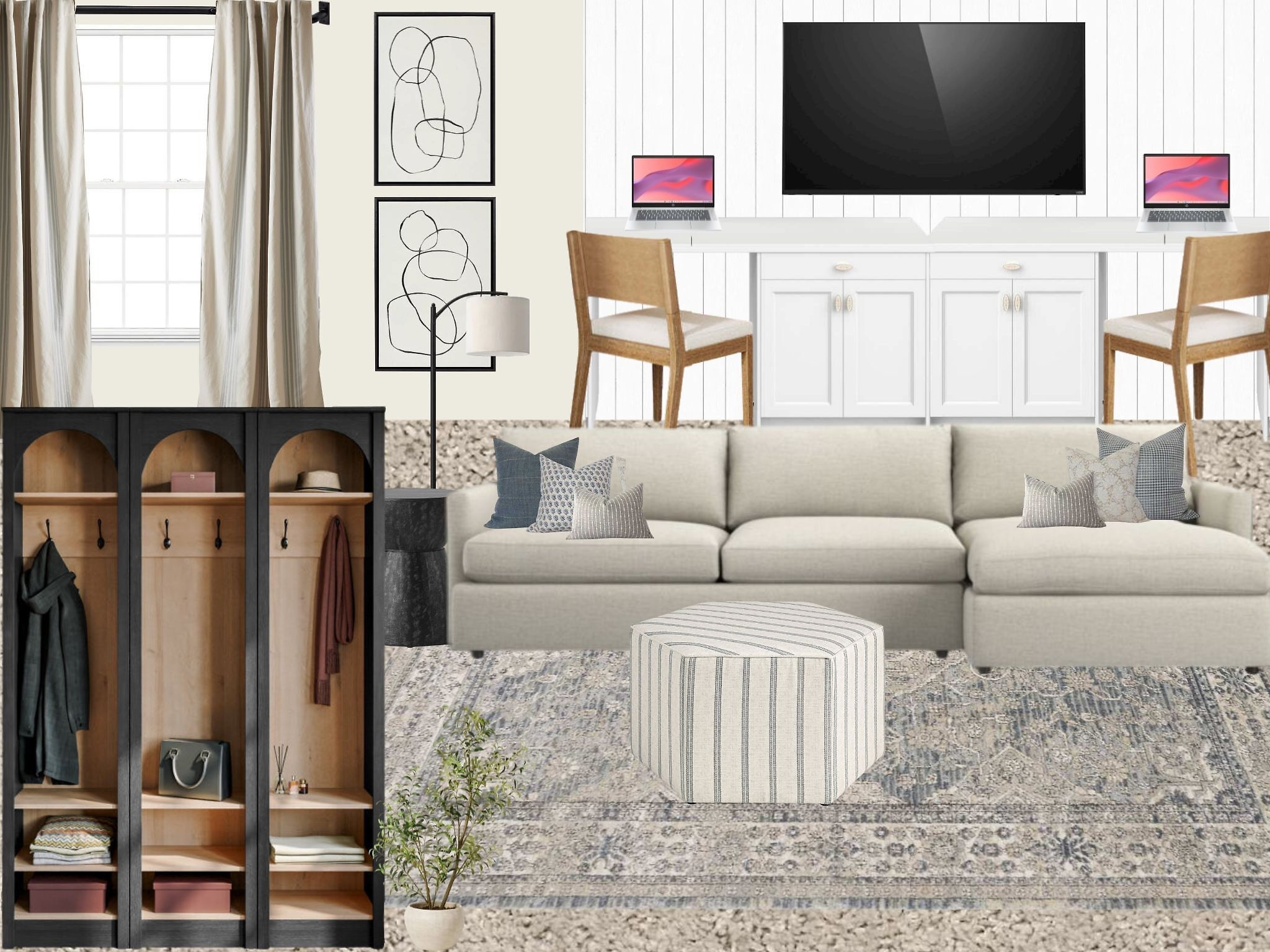 Second floor loft design board with lockers and homework space!

#LTKHome