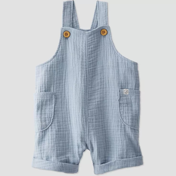 little Planet By Carter's Baby Seal Gauze Shortall Bodysuit - Blue | Target