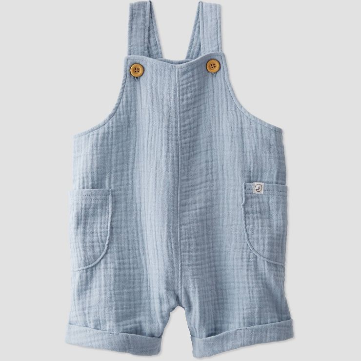 little Planet By Carter's Baby Seal Gauze Shortalls Bodysuit - Blue | Target