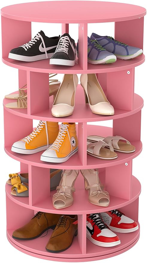Aheaplus Rotating Shoe Rack, 5-Tier Wood Shoe Organizer for Closet, 360° Spinning Shoe Rack Towe... | Amazon (US)