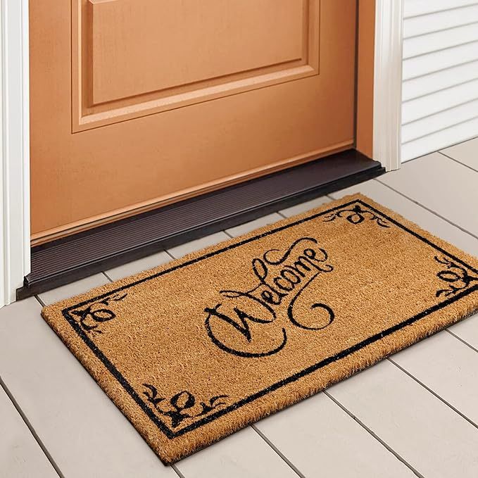 LuxUrux Coco Coir Welcome Mat - Heavy-Duty Backing, 17'' x 30'' Natural Door Mat - Easy to Clean,... | Amazon (US)