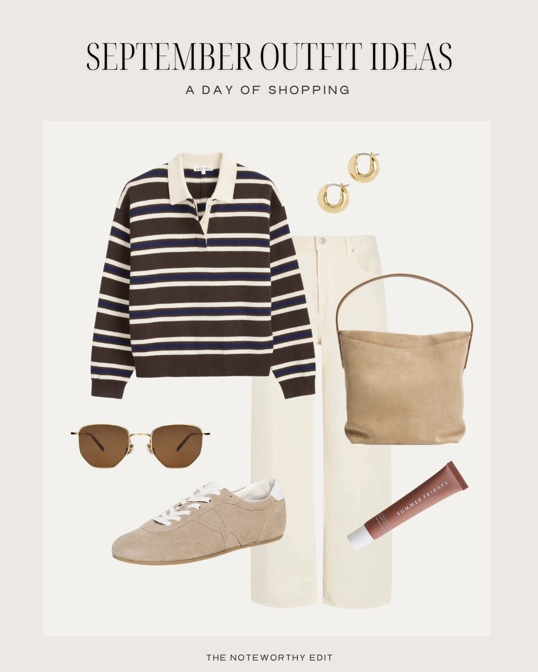 September outfit idea - a shopping day

Striped pullover polo
Suede bucket bag 
Suede sneakers 
Hoop huggie earrings

#LTKSeasonal #LTKOver40 #LTKTravel