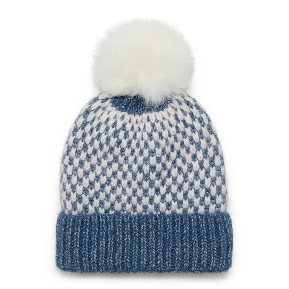 Time and Tru Women's Birdseye Beanie, One Size Fits Most, Blue Combo | Walmart (US)