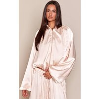 Dames Cream Satijnen Geplooide Bomberjack, Crème | Size: 34 | Prettylittlething Netherlands