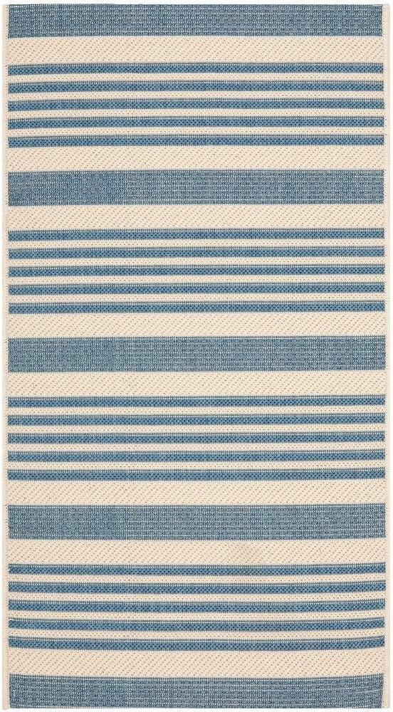 SAFAVIEH Courtyard Collection 2' x 3'7" Beige/Blue CY6062 Stripe Indoor/ Outside Waterproof Easy ... | Amazon (US)