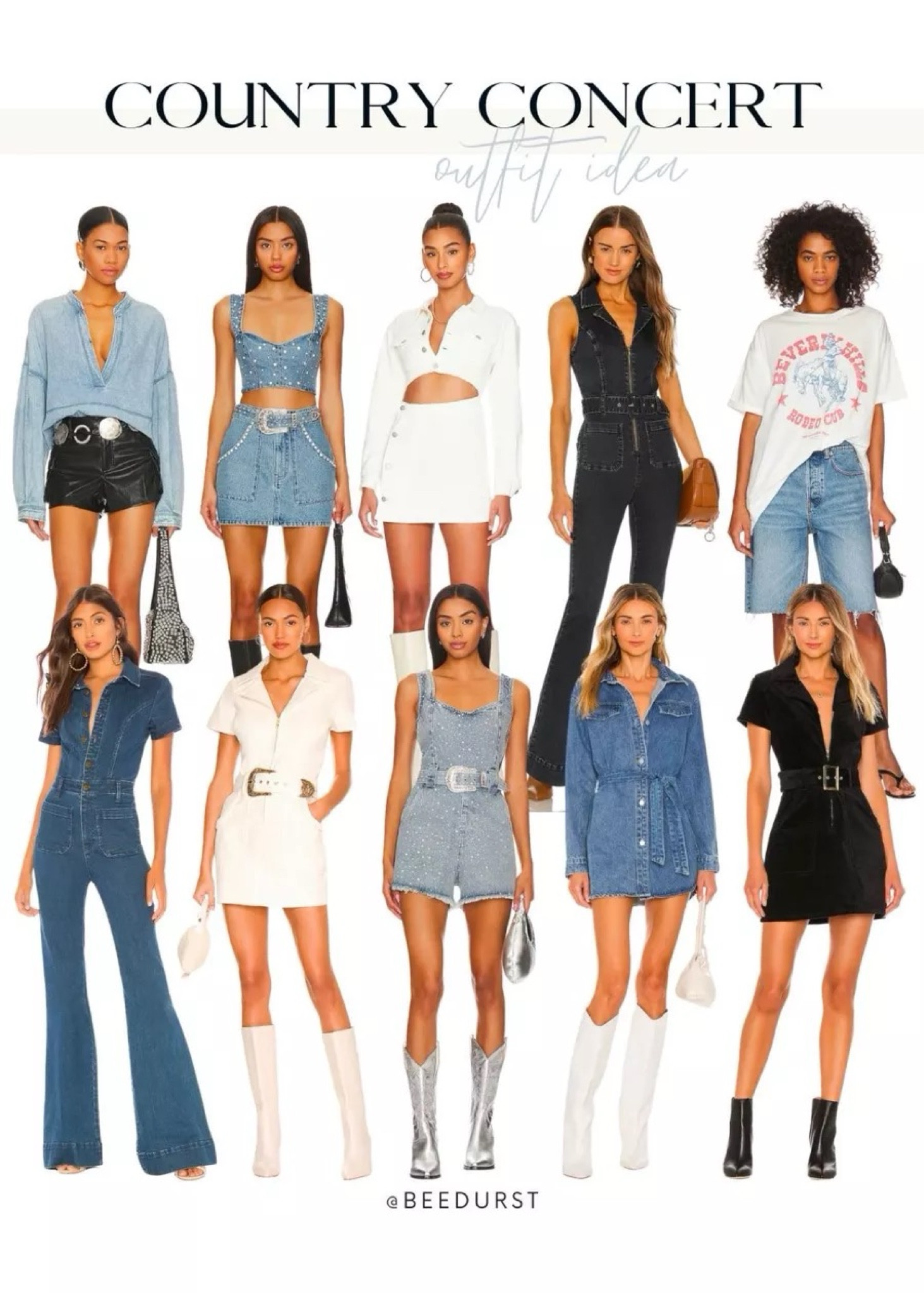 Country concert outfit, Nashville outfit from Revolve, Nashville trip, concert outfit, country concert, cowgirl boots, festival outfit, cowgirl outfit, outfit for Nashville, denim dress, black denim romper, white denim romper, denim dress, denim rhinestone

#LTKtravel #LTKstyletip #LTKFestival