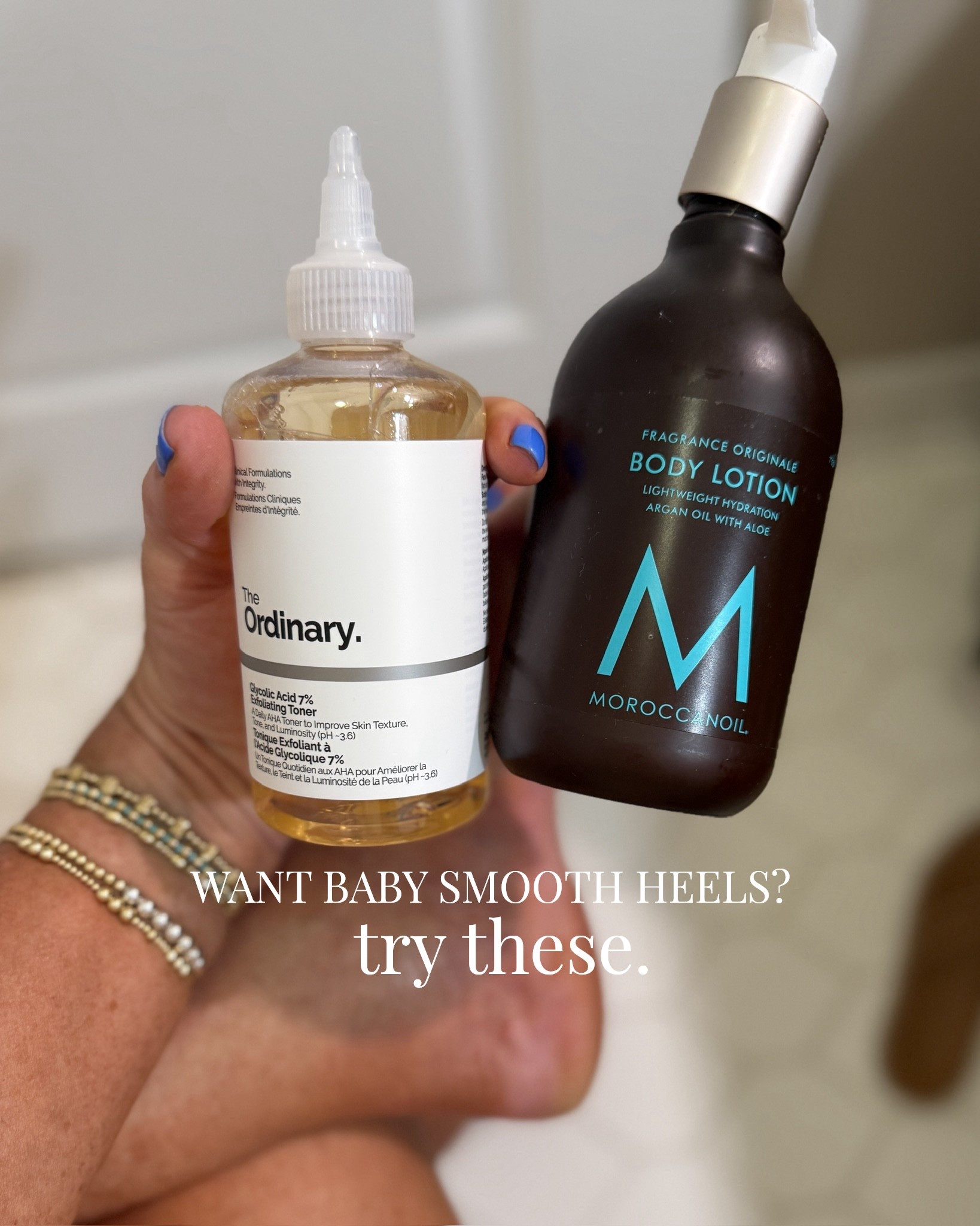 Wash your feet every night & put on the ordinary exfoliating toner with lotion, and after a week you will notice results 😍 this combo helps so much especially after I've been at the beach and my feet get dry!

#LTKselfcare #LTKBeauty