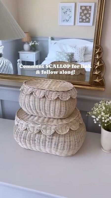 Love these stacked scallop baskets from Amazon! Ballard Design / Serena & Lily look alike! 