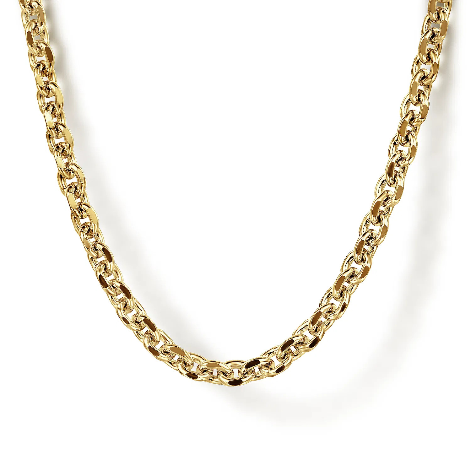 24 Inch 3.6mm 14K Yellow Gold Hollow Men's Link Chain Necklace | Gabriel & Co. Fine Jewelry And Bridal