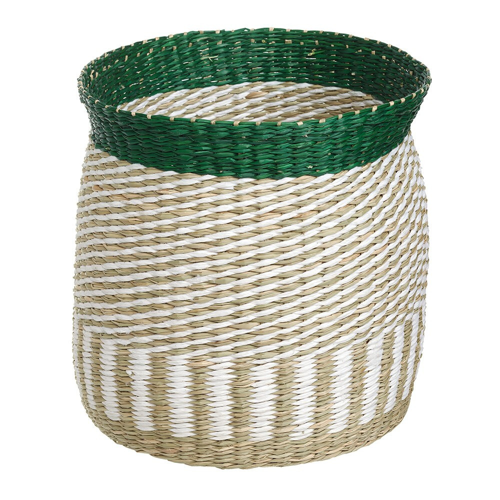 Silkkikuikka Storage Basket - White/Green | Amara (UK)