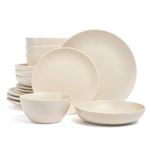 over&back Coupe 16-Piece Semi Hand-Finished Stoneware Dinnerware Set, Service for 4 (Set of 4) | Wayfair North America