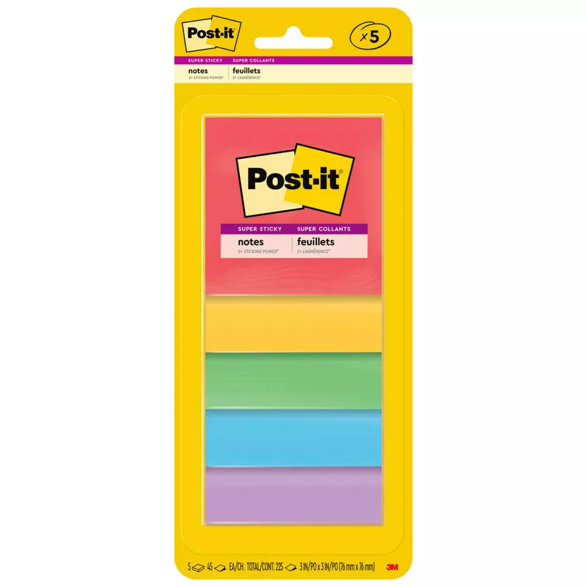 Post-it 5pk 3" x 3" Super Sticky Notes 45 Sheets/Pad - Marrakesh Collection | Target