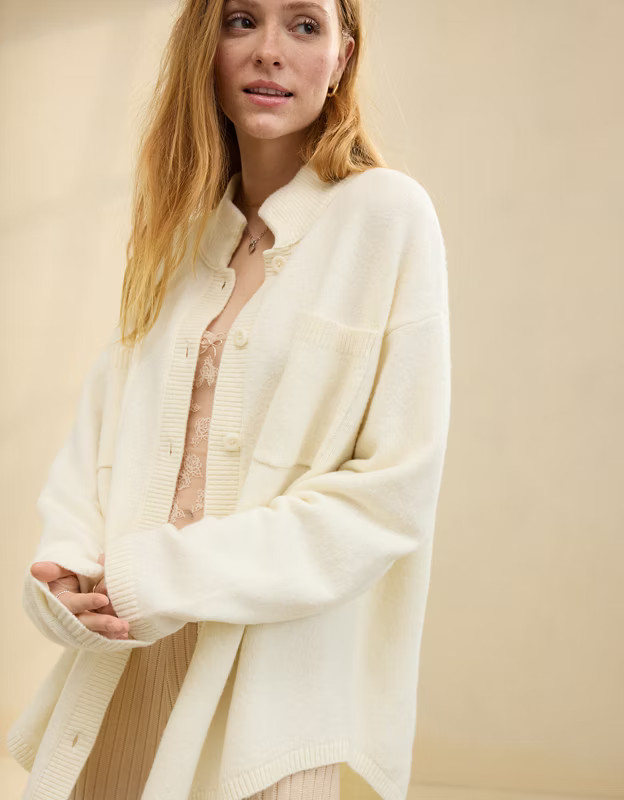 Aerie unREAL Button Down Cardigan | Aerie