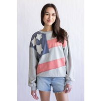 Flag USA Sweatshirt for Women in Grey | Glik's