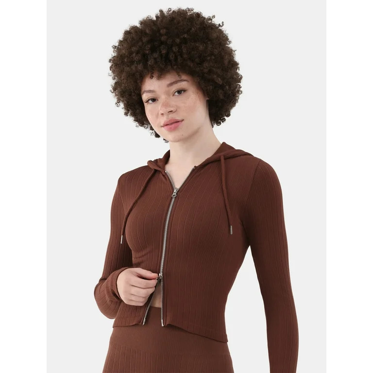 No Boundaries Seamless Zip Front Hoodie and Leggings Set, 2-Piece, Women's - Walmart.com | Walmart (US)