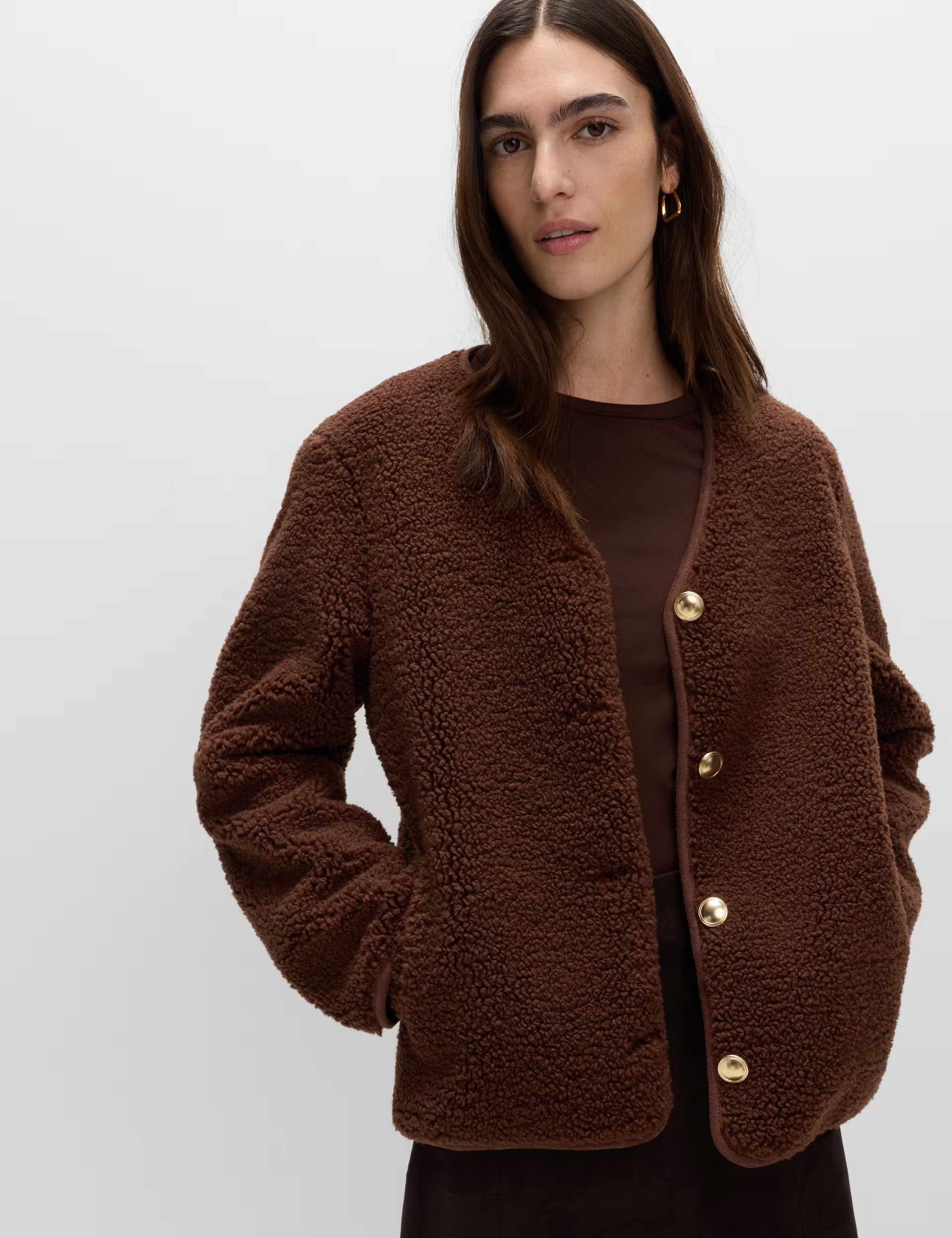 Borg Gold Button Relaxed Jacket | Marks & Spencer (UK)