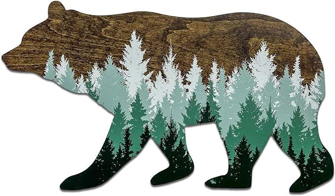 Forest Bear Wall Sign, Adventure Woodland Theme, Rustic Nursery Decor, Pine Tree Mountain Aesthet... | Amazon (US)
