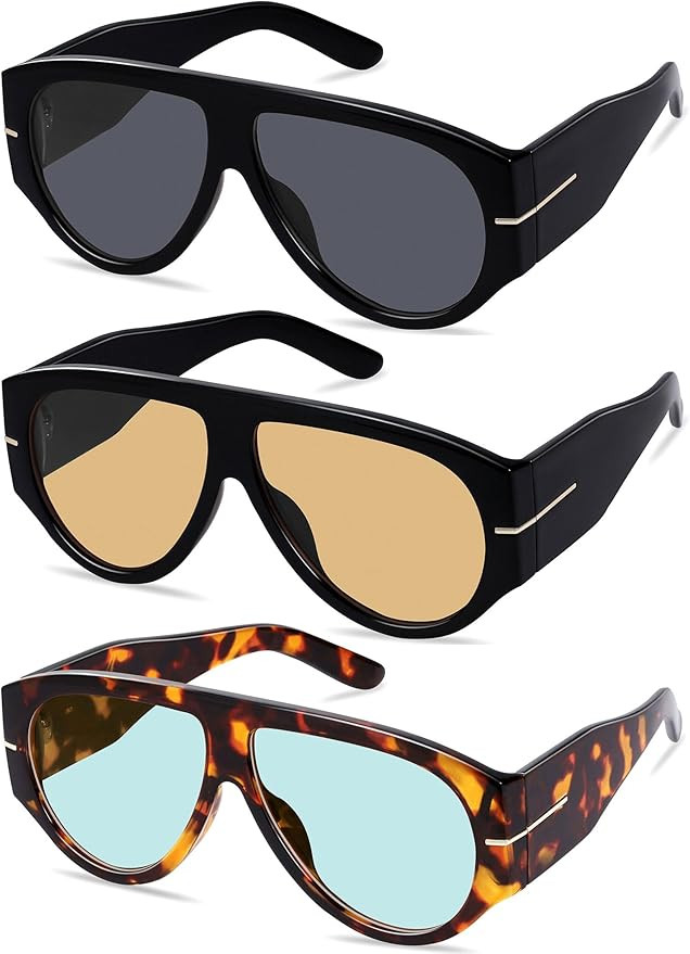 Oversized Retro Aviator Sunglasses for Women Men Trend 70s Thick Classic Vintage Style Sun Glasse... | Amazon (US)