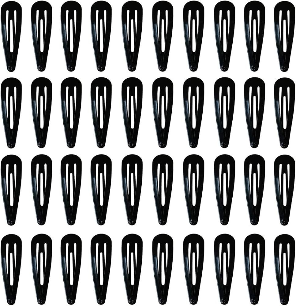 40 Pack Black 2 Inch Barrettes Women Metal Snap Hair Clips Accessories | Amazon (US)