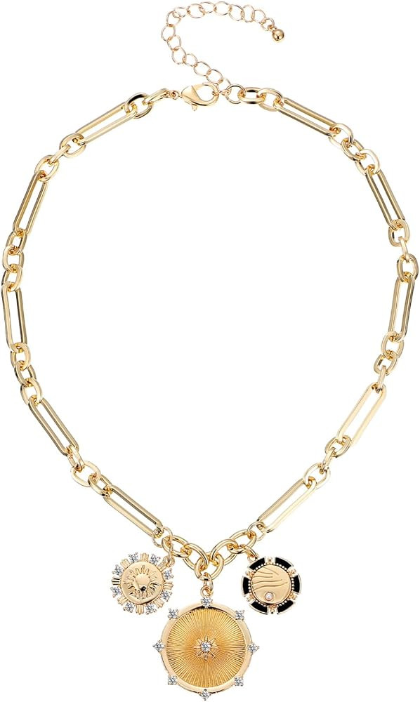 POPETPOP Oil Dripping Necklace Chunky Necklace for Women Sun Charm Cute Jewelry for Girls for Dai... | Amazon (UK)