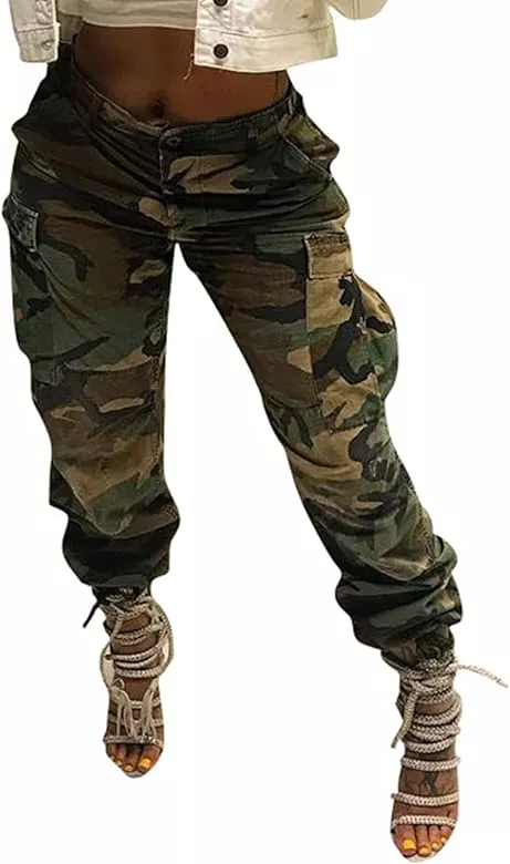 AXXD Cargo Pants Women Work Pants Culottes Comfort Waist Spring Teacher  lightweight Camouflage Pants For Rollback 