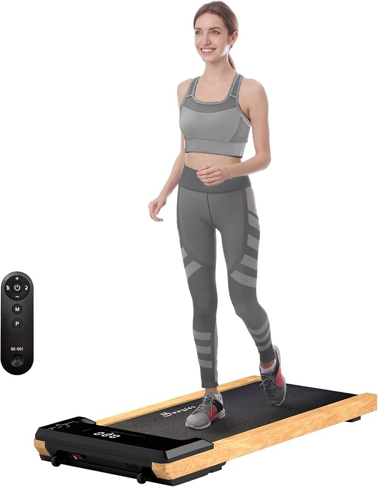 Soozier Wood Walking Pad, Under Desk Treadmill with Remote Control, Transport Wheels and LED Disp... | Amazon (US)