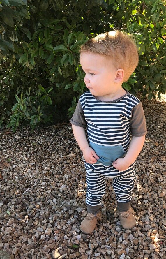Baby navy striped romper- Toddler navy striped romper- Baby outfit- Toddler outfit- Harem romper- Co | Etsy (US)