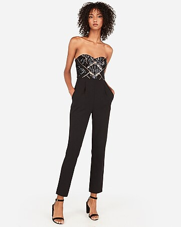sequin surplice jumpsuit | Express