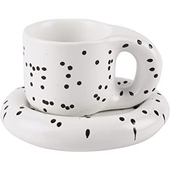 Koythin Ceramic Coffee Mug, Creative Cute Fat Handle Cup with Saucer for Office and Home, Dishwas... | Amazon (US)