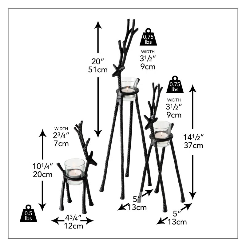 Millwood Pines 3 Piece Reindeer Votive Holder Set | Wayfair | Wayfair North America