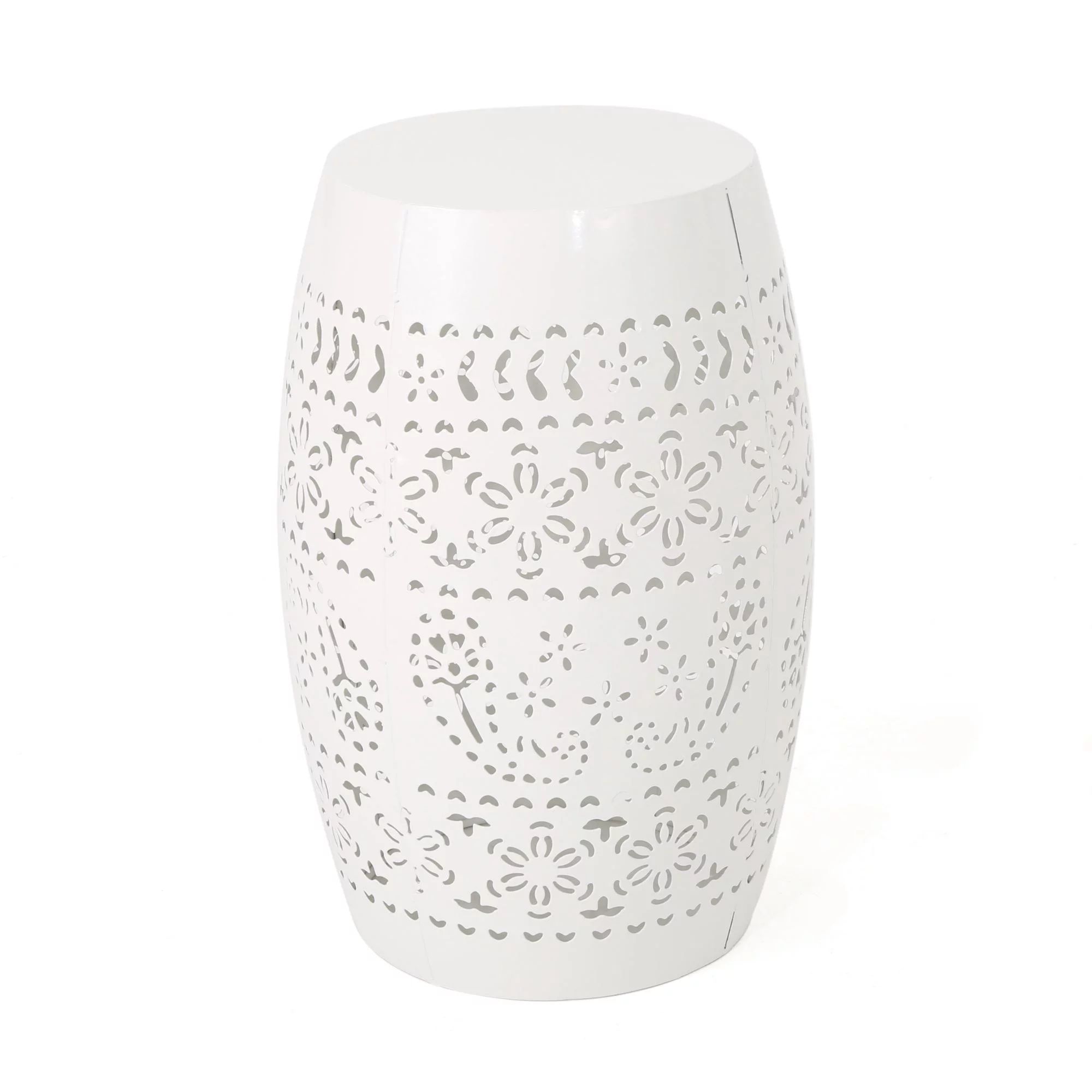 18" White Lace Cut Outdoor Patio Accent Side Table | Walmart (US)