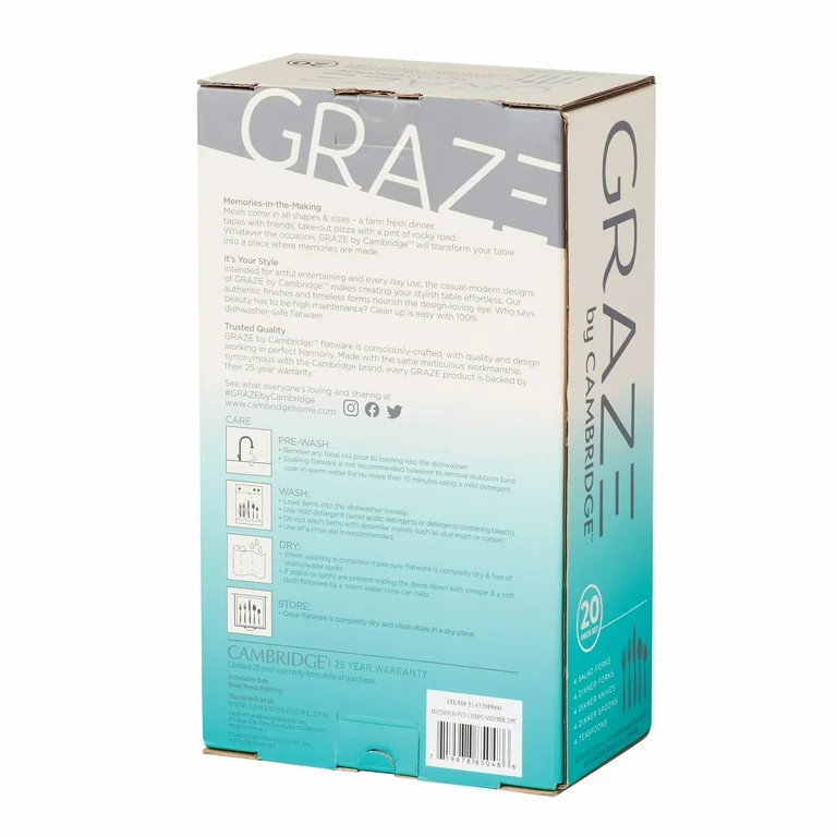 Graze by Cambridge Mathison Champagne Sand & Mirror Stainless Steel 20pc Flatware Set (Service fo... | Walmart (US)