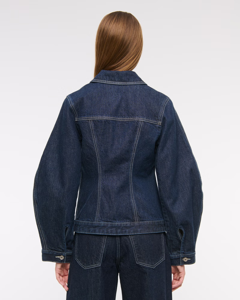 Slim Barrel Sleeve Denim Jacket | Abercrombie & Fitch (UK)