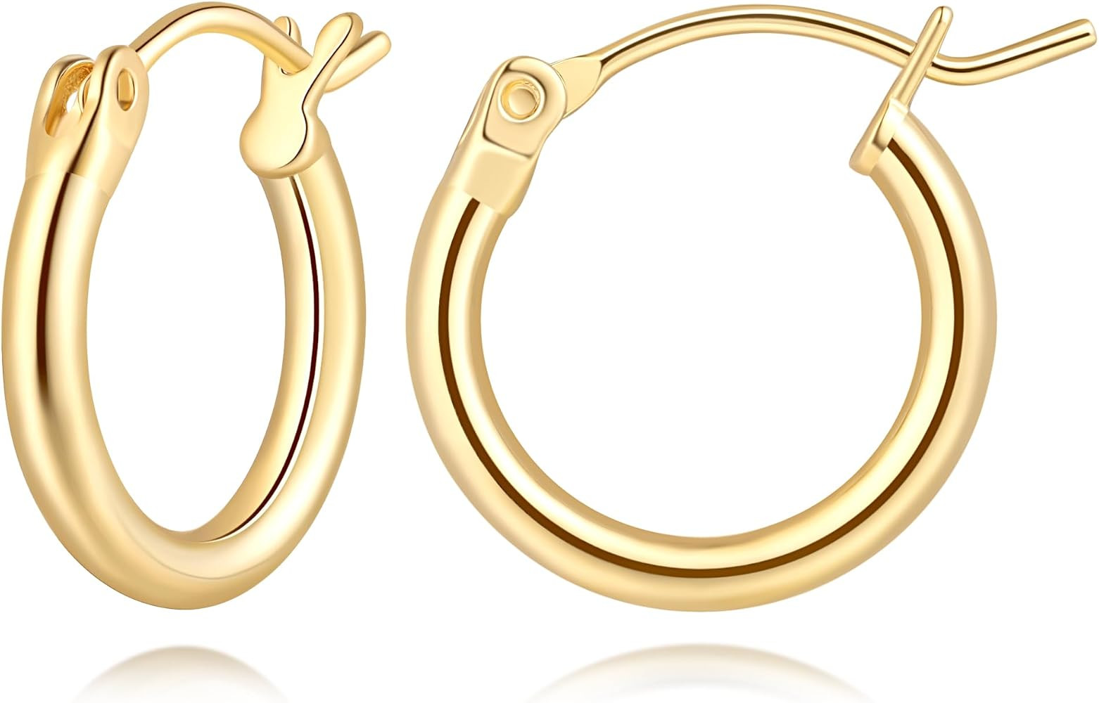 14K Gold Hoop Earrings, Huggie Hoop Earrings for Women, Hypoallergenic Lightweight Small Hoop Ear... | Amazon (US)