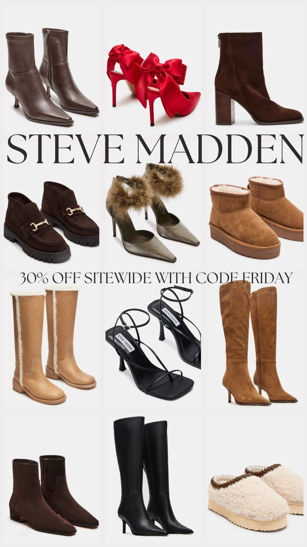 Steve Madden Black Friday Sale! I love their Ugg lookalike shoes! So many great pairs to get at a great discount - don’t miss out! 

Boots, booties, heels, holiday shoes, holiday heels, winter boots, fall shoes, fall boots, winter shoes 

#LTKCyberWeek #LTKSaleAlert #LTKHoliday