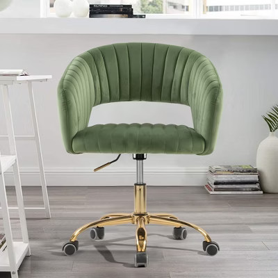 HOMEFUN Green Velvet Morden Cute Upholstered Task Chair | Target