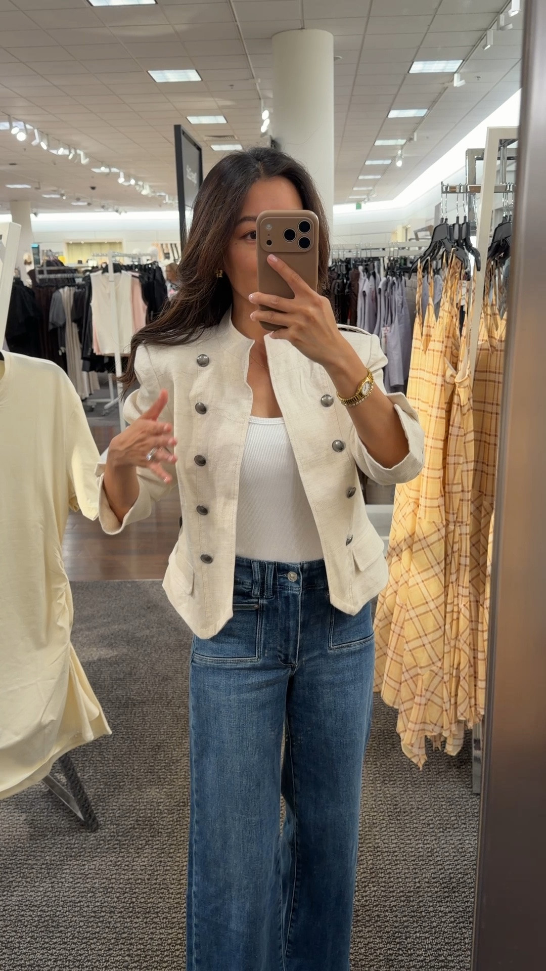 Size info below! • Mango linen military jacket, trying on size S but would def need XS
• Paige Anessa crop jeans 24 older wash 
• Abercrombie built in bra tank top XS, FYI for the white color the built in bra part is a little see through 

Nordstrom try ons, petite friendly items

#LTKPetite #LTKSaleAlert #LTKmomlife